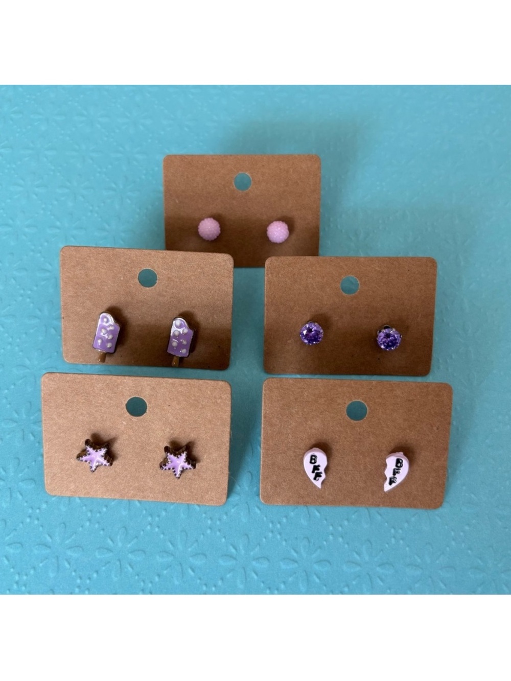 Kids Purple & Pink Earring Set - 6 Pairs